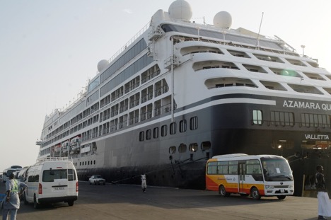 Azamara Quest Cruise Ship docks with over 600 tourists