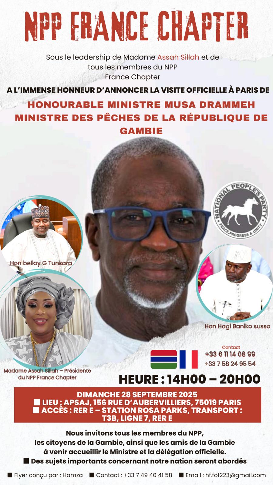 NPP France Chapter hails minister Drammeh for visit