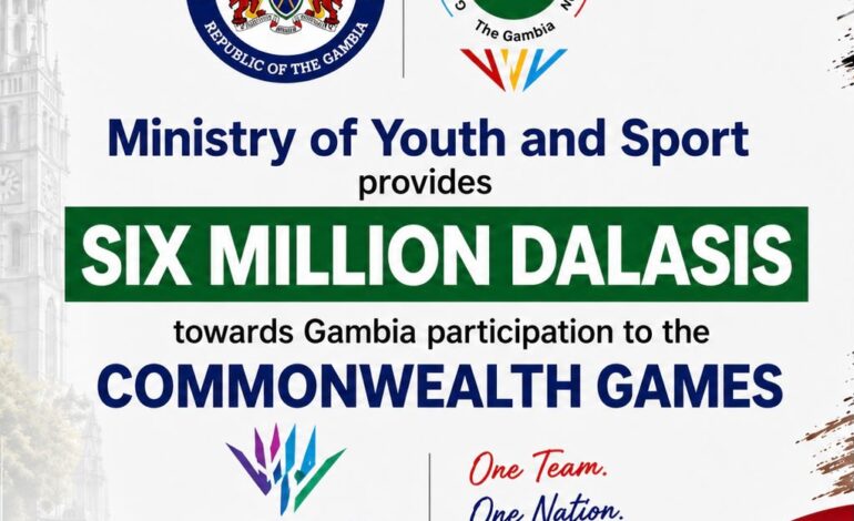 MoYS provides D6M towards Gambia’s participation in Glasgow 2026 Commonwealth Games